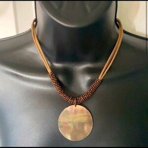 Beaded Brown Shell Alabaster Necklace